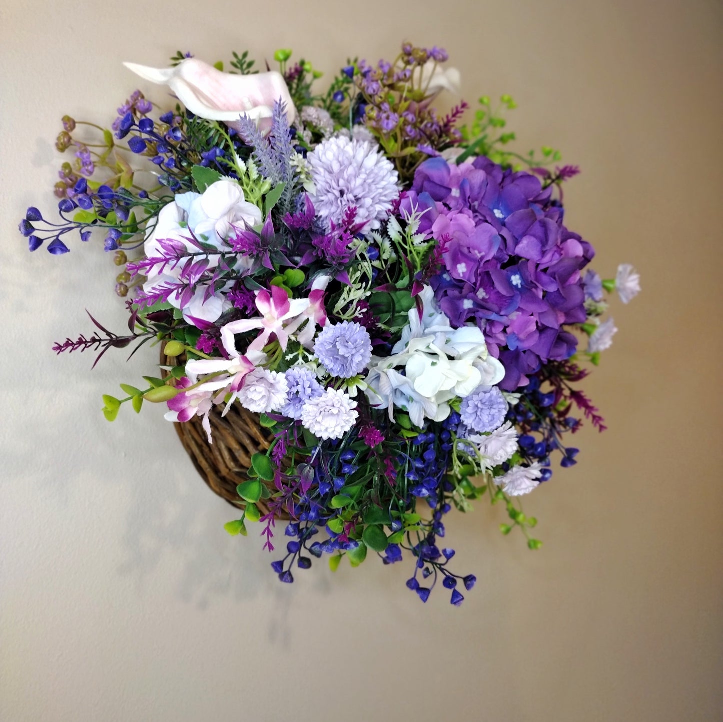 Artificial flower hanging basket D